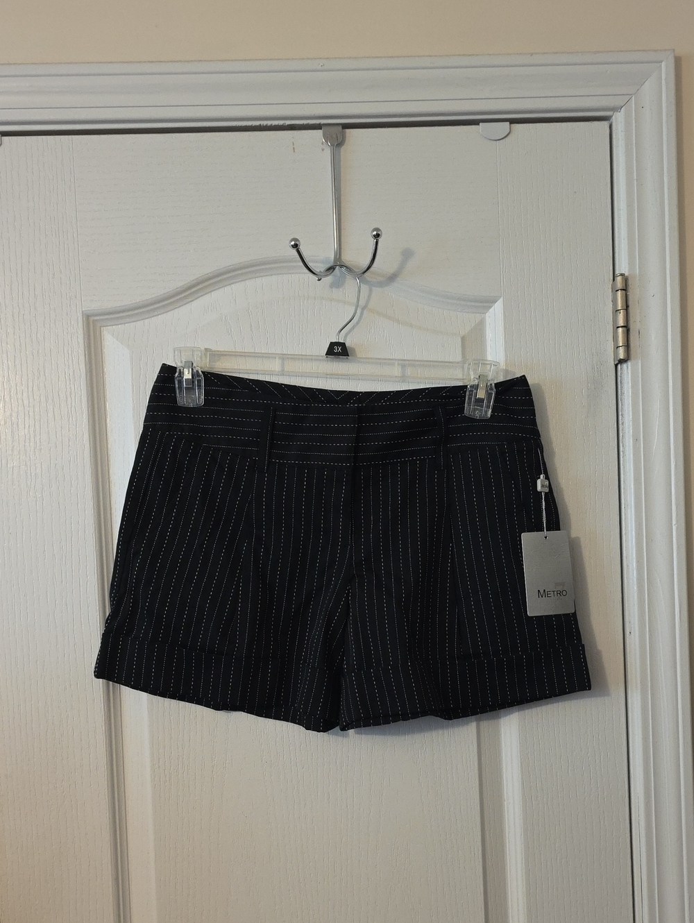 Metro 7 Women's Black Pinstripe Dress Shorts